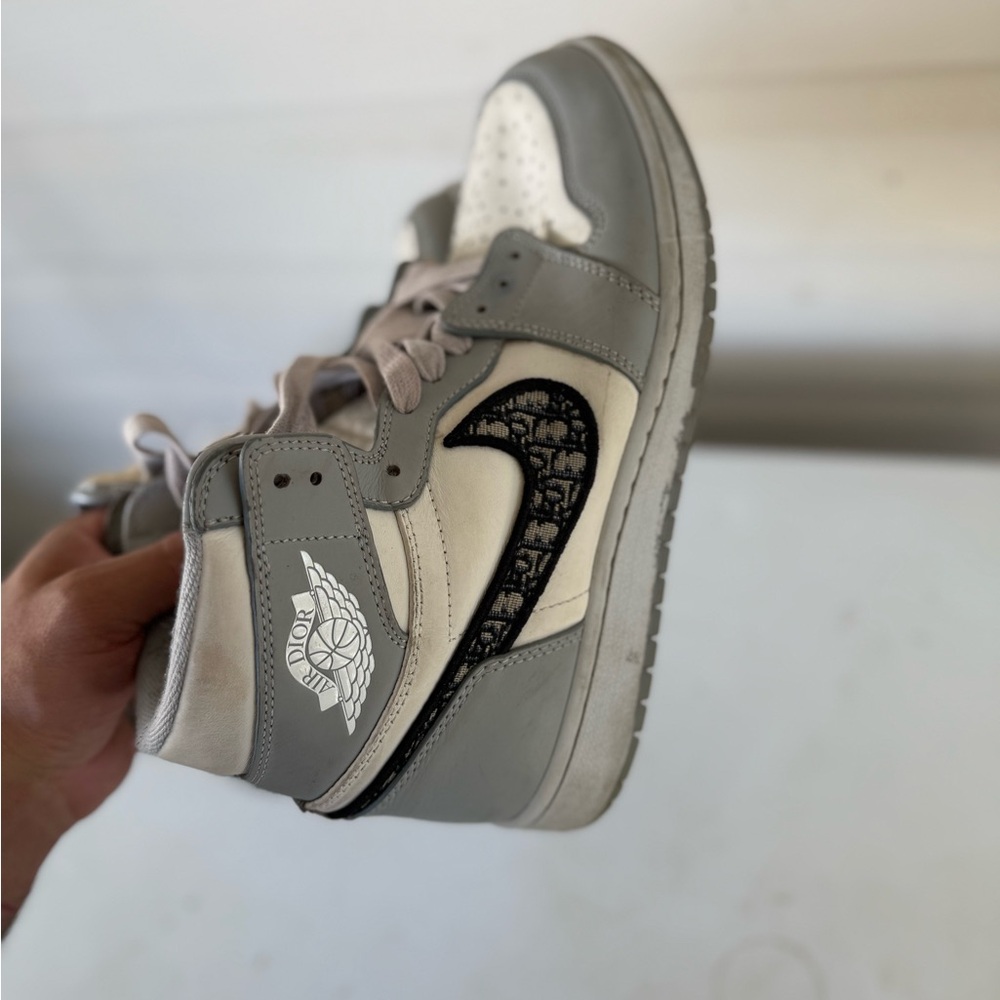 Dior Gray and White High-Top Sneakers